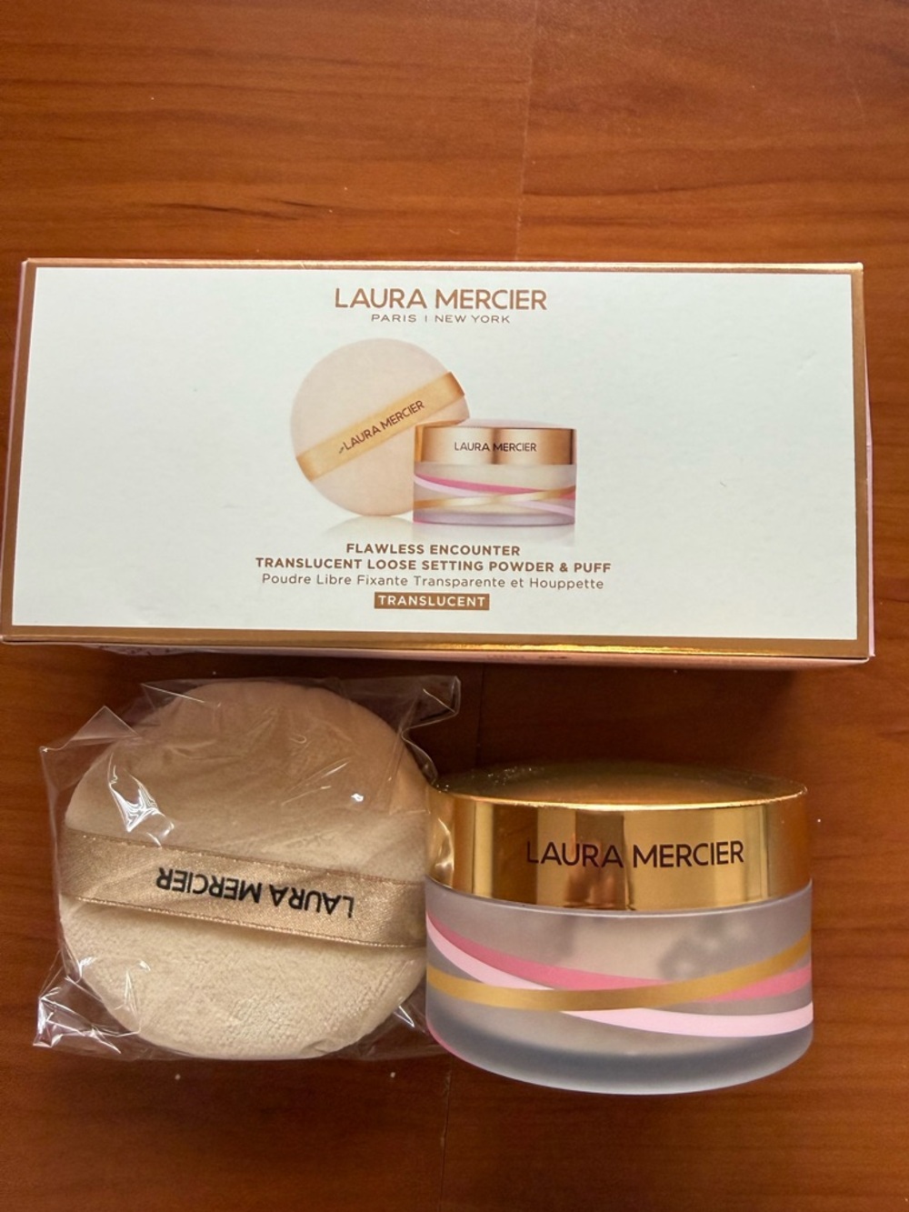 Laura Mercier Flawless Encounter Translucent Loose Setting Powder & Puff Set NIB